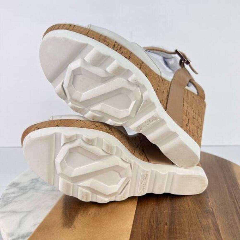 SAM EDELMAN Karina Sandal Slingback Cork Wedge White Leather Heel 7.5 - Picture 12 of 12